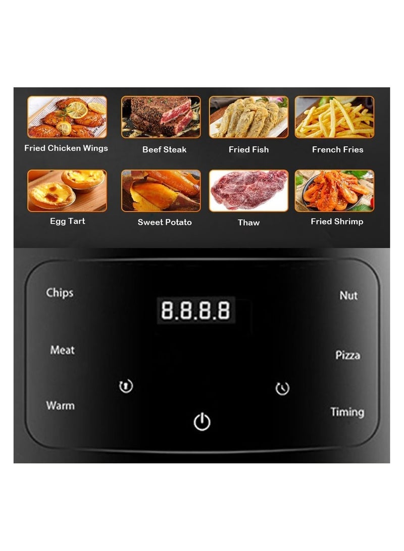 مقلاة هوائية ذكية بسعة 6 لتر – شاشة لمس رقمية، 8 برامج طهي، تحكم بالحرارة والوقت، 2400 واط – لون أسود أنيق - Image 4