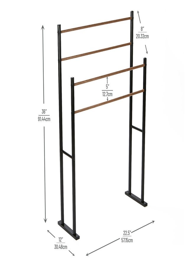 Mind Reader Towel Rack, Bathroom Storage, Drying Stand, Hot Tub Accessory, Freestanding, Metal, 22.6" L x 12" W x 36" H, Black - Image 3