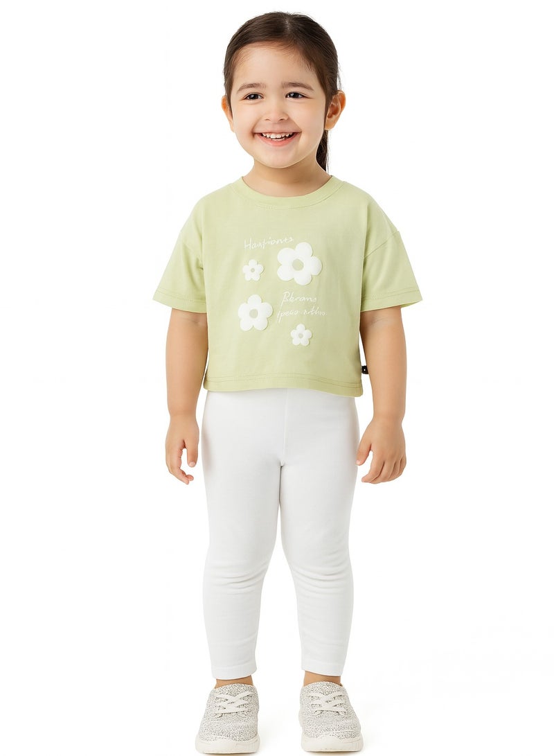 POPEES Infant Girls Puff Printed Crop Top - 100% Combed Cotton, Natural Dyes - Oversized Fit - Image 1