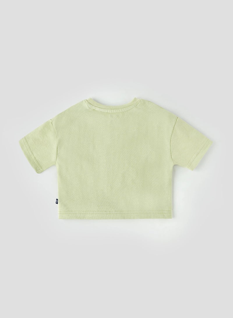 POPEES Infant Girls Puff Printed Crop Top - 100% Combed Cotton, Natural Dyes - Oversized Fit - Image 3