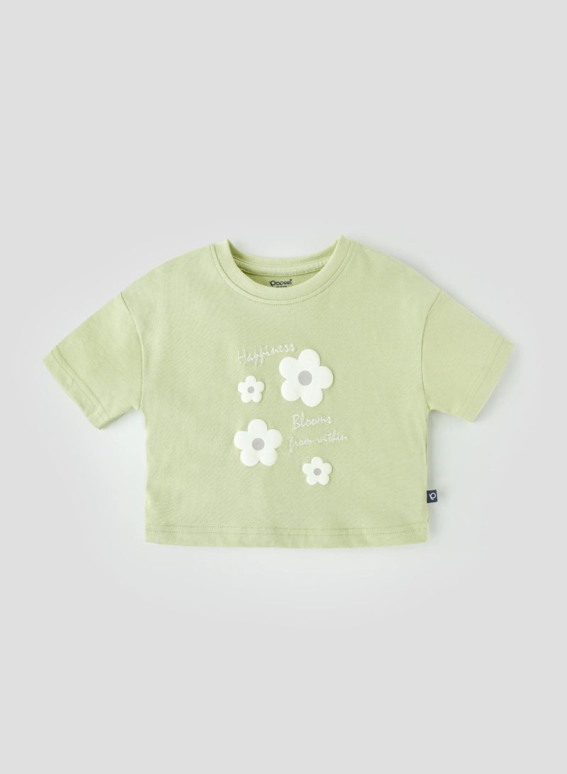 POPEES Infant Girls Puff Printed Crop Top - 100% Combed Cotton, Natural Dyes - Oversized Fit - Image 2