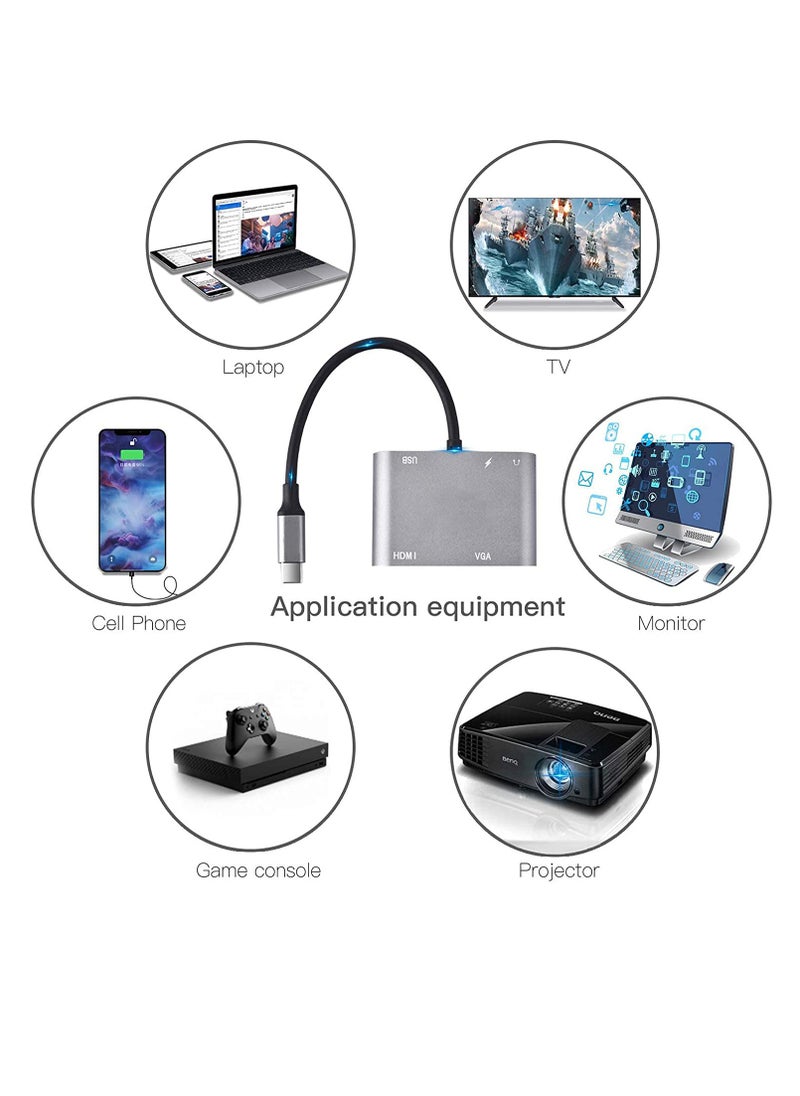 سبون محول متعدد المنافذ 5 في 1 من VGA الى HDMI 4K، منفذ USB 3.0 نوع C لنقل البيانات، منفذ ميكروفون/صوت 3.5 ملم، تقنية توصيل الطاقة PD بقدرة 100 واط، لاجهزة ماك بوك اير وديل XPS وغير ذلك  - Image 3