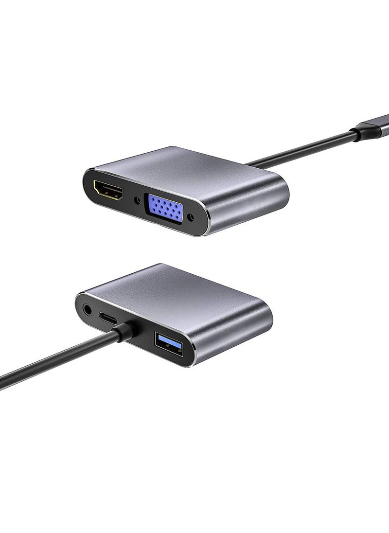 سبون محول متعدد المنافذ 5 في 1 من VGA الى HDMI 4K، منفذ USB 3.0 نوع C لنقل البيانات، منفذ ميكروفون/صوت 3.5 ملم، تقنية توصيل الطاقة PD بقدرة 100 واط، لاجهزة ماك بوك اير وديل XPS وغير ذلك  - Image 5