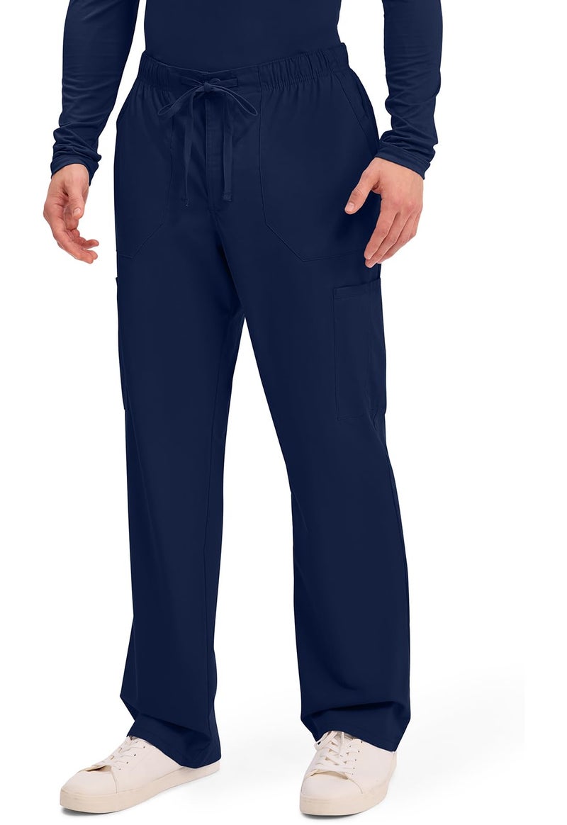 Cherokee Scrubs for Men Tapered Leg Cargo Scrub Pants with Zip Fly, 5 Pockets Elastic Waist 2-Way Stretch & Easy Care - WW190, M, Navy - Image 3