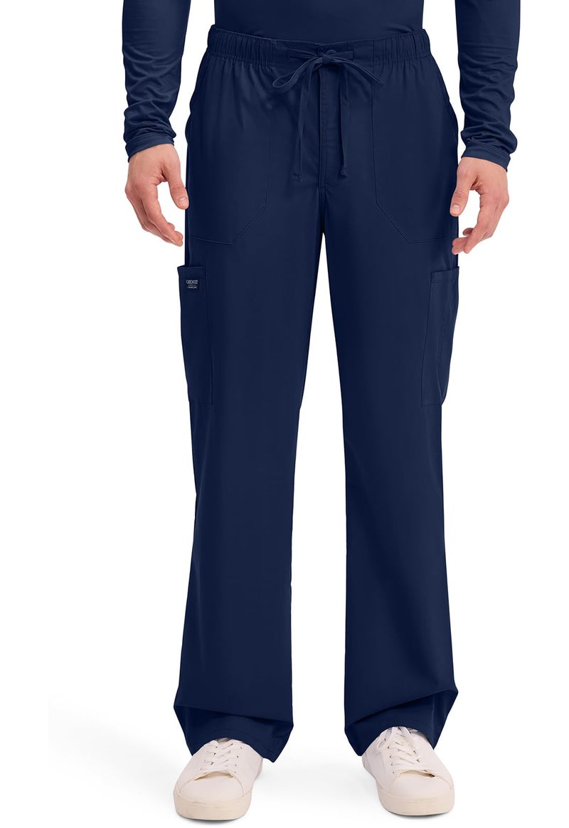 Cherokee Scrubs for Men Tapered Leg Cargo Scrub Pants with Zip Fly, 5 Pockets Elastic Waist 2-Way Stretch & Easy Care - WW190, M, Navy - Image 1