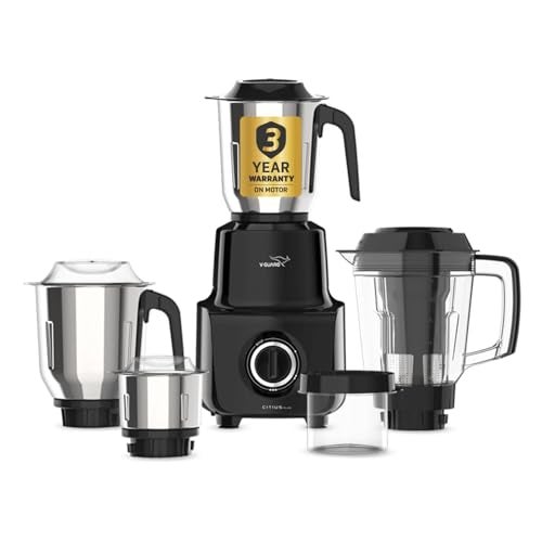 V-Guard Citius Plus 750 Watt Juicer Mixer Grinder for Kitchen | 3 Year Motor Coverage By V-Guard | 5 Jars | Sturdy Juicer Jar With Quadraflow Design | Precision Blend SS Blades, Black - Image 1