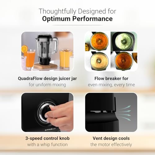 V-Guard Citius Plus 750 Watt Juicer Mixer Grinder for Kitchen | 3 Year Motor Coverage By V-Guard | 5 Jars | Sturdy Juicer Jar With Quadraflow Design | Precision Blend SS Blades, Black - Image 5