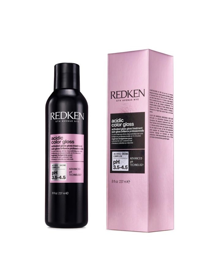 REDKEN علاج لمسة اللمعان الزجاجي الملون الحمضي للشعر المعالج بالألوان - علاج لمعان يُشطف، لمعان مكثف وترطيب - Image 1