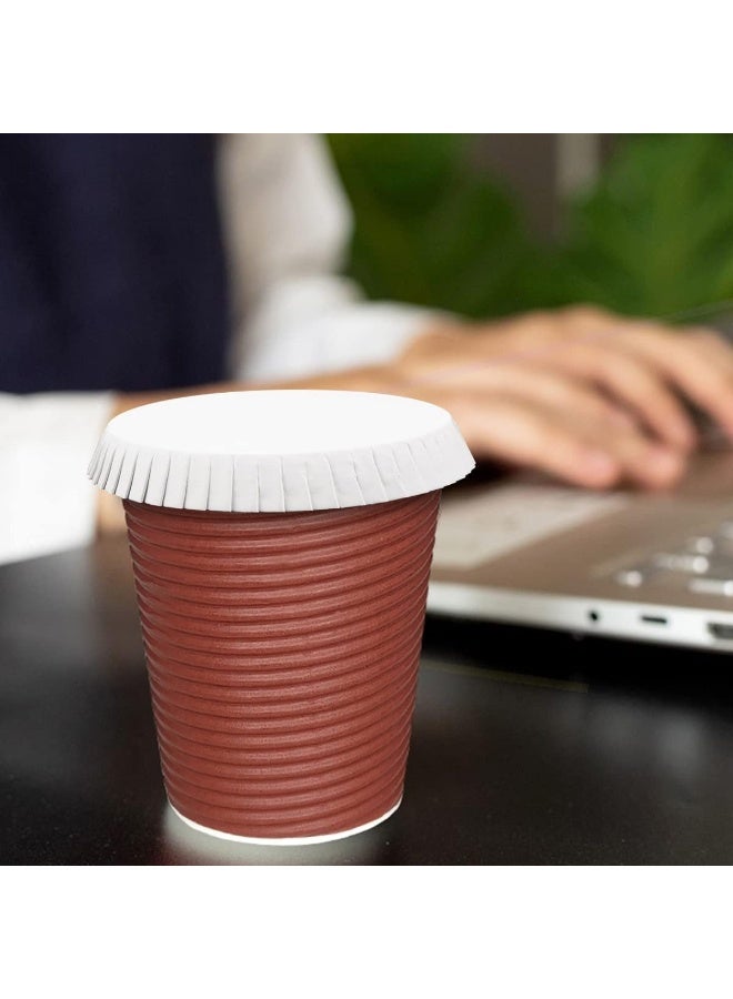100pcs Disposable Paper Cup Covers, Coffee Tea Cup Covers Recycled Paper Drinking Cup Lids Covers Perfect for Travel Hotel Coffee Bar Parties Wedding Home Kitchen (9 X 9CM) - Image 3