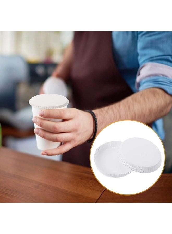 100pcs Disposable Paper Cup Covers, Coffee Tea Cup Covers Recycled Paper Drinking Cup Lids Covers Perfect for Travel Hotel Coffee Bar Parties Wedding Home Kitchen (9 X 9CM) - Image 2