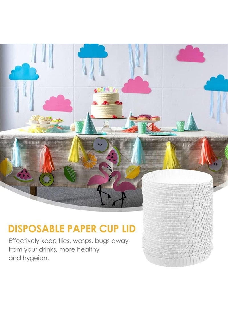 100pcs Disposable Paper Cup Covers, Coffee Tea Cup Covers Recycled Paper Drinking Cup Lids Covers Perfect for Travel Hotel Coffee Bar Parties Wedding Home Kitchen (9 X 9CM) - Image 5