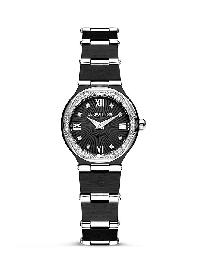 CERRUTI 1881 Womens Round Shape Stainless Steel Analog Wrist Watch CIWLH2225306 26 mm Black