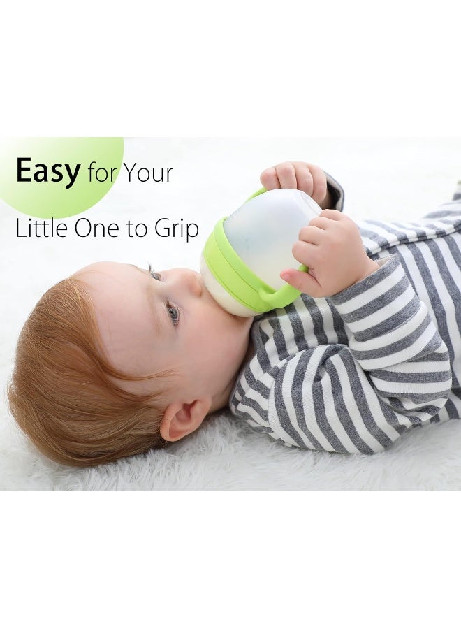 CHUBBIEE مقابض زجاجات الأطفال CHUBBIEE لزجاجات كوموتومو 5 أونصات و 8 أونصات من السيليكون، متوافقة مع حامل زجاجة كوموتومو للأطفال، عبوة من 2، أخضر - Image 2