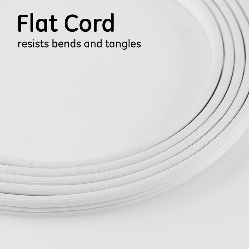 GE 3-Outlet Flat Extension Cord 8 Ft Grounded Extension Cord with Multiple Outlets 3 Prong Outlet Extender Flat Plug Indoor Power Strip 16 Gauge UL Listed White 50251 - Image 4