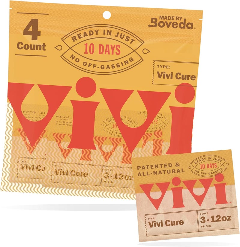 Vivi Fresh Vivi by Boveda Humidity Control Packs for All Airtight Storage Containers, Ready in 10 Days, 4-Pack with Resealable Bag - Image 1