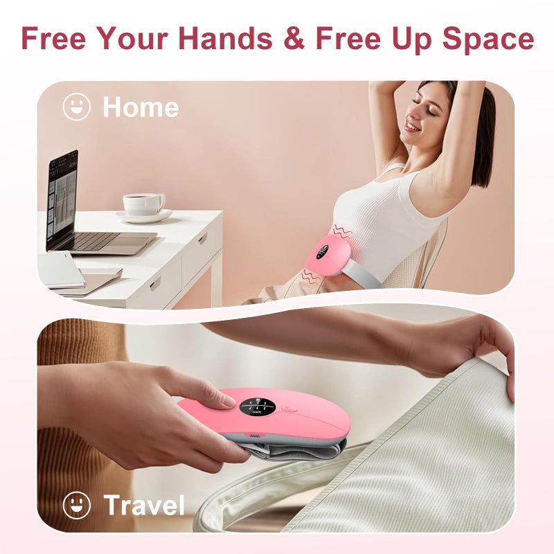 HZD Heating Pad for Period Cramps, 3 Heat Levels and 3 Massage Modes, Portable Heating Pad for Menstrual Cramps Relief, Cordless Electric Period Belt Back Belly Heat Pad, Light Pink - Image 5