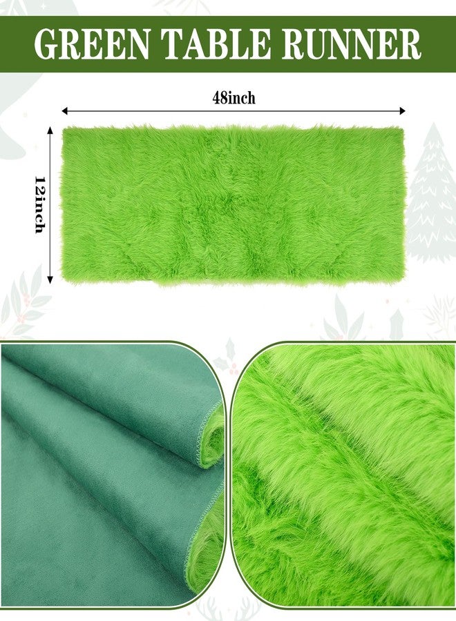 yuboo Spring Green Table Runner 48 inch, Fluffy Faux Fur Dresser Cover Top, Summer Dresser Runners for Bedroom, Coffee Table, Vanity Desk, Birthday Party Table Decor - Image 4