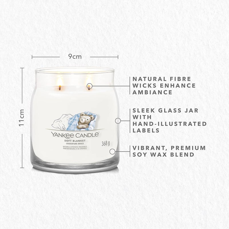 YANKEE CANDLE شمعة جرة معطرة بتوقيع - 368غ | بطانية ناعمة - شمعة معطرة | شمعة ذات فتيلين - Image 4