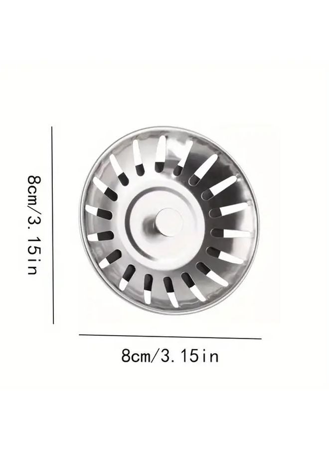 Dual Function Stainless Steel Sink Strainer Drain Plug Hair Catcher 1 Set - Image 3