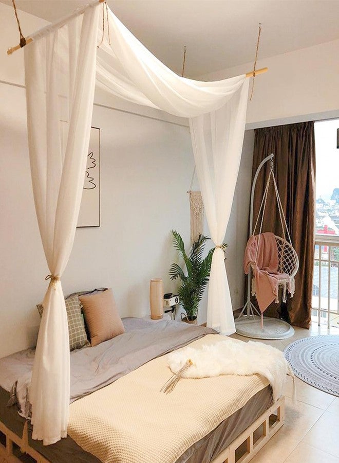 Comtelek Bed Canopy for Girls & Adults, King to Twin Sizes - White Tulle Canopy Bed Curtains with Frame, 59" x 255" - Image 2