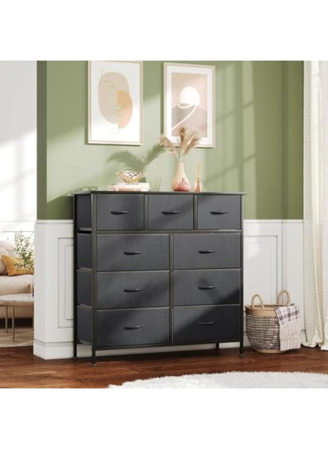 Apexll 9-Drawer Fabric Dresser – Tall Chest of Drawers with Wood Top & Steel Frame – Foldable Storage Organizer for Bedroom, Hallway & Nursery  - Image 5