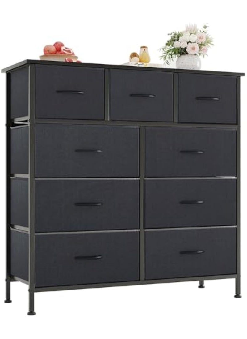 Apexll 9-Drawer Fabric Dresser – Tall Chest of Drawers with Wood Top & Steel Frame – Foldable Storage Organizer for Bedroom, Hallway & Nursery  - Image 1