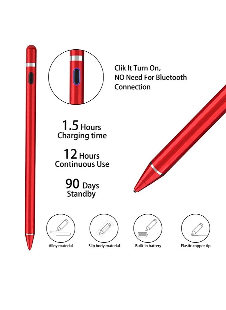 DUSALA Active Stylus Digital Pen For All iPhones, iPad, Android Tablets And Phones Red  - Image 3