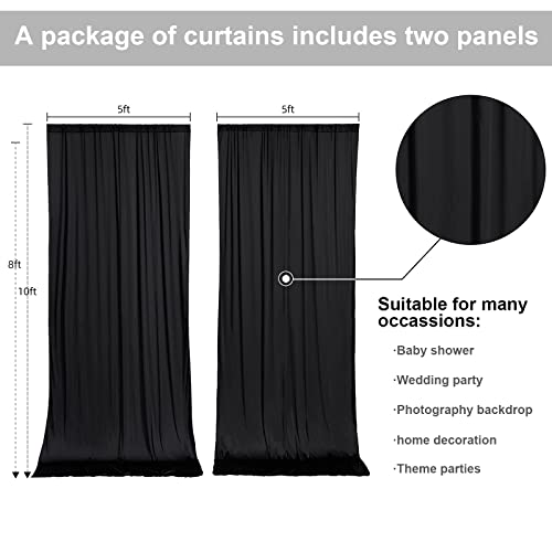 Mohoeey 10 ft x 10 ft Black Backdrop Curtains Panels, Wrinkle Free Polyester Photography Backdrop Drapes,Wedding Party Home Decoration Supplies - Image 2