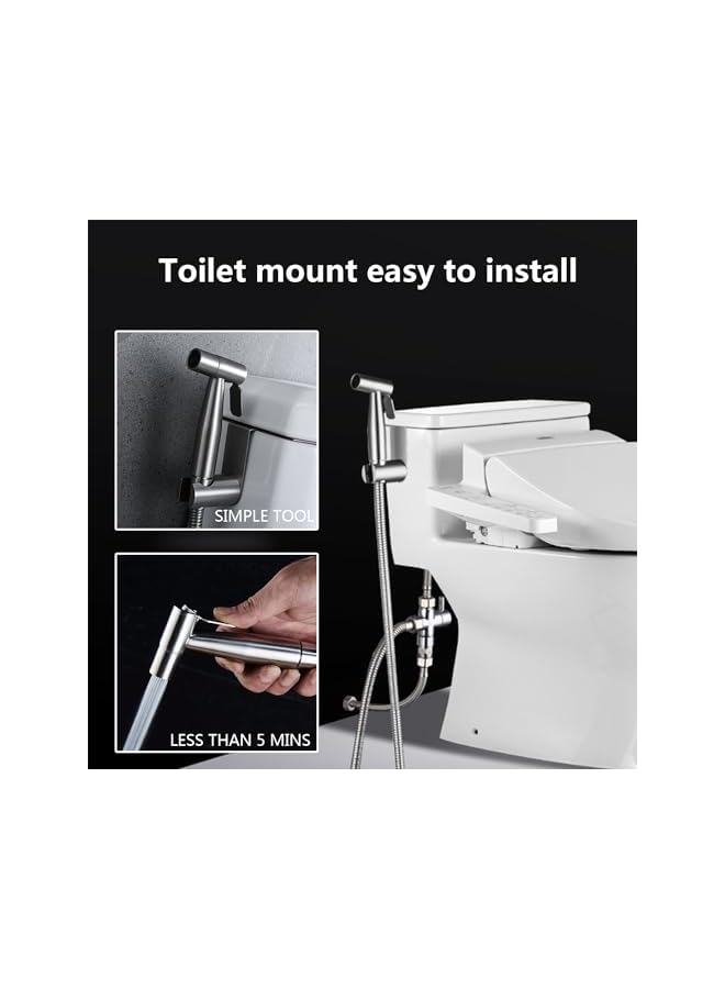 The Bros رشاش بيديت محمول من بروز للمرحاض، صنبور بيديت من الفولاذ المقاوم للصدأ قابل للتعديل بضغط 7/8" مجموعة رشاش حفاضات مع ملحق خرطوم للحمام - Image 5