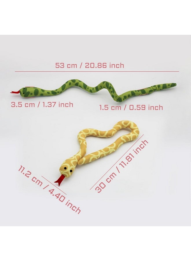 Andiker 2PCS Snake Cat Toys, 23.6 Inches Long Realistic Snake Shape Cat Plush Toy with Bite-Resistant Fabric Interactive Cats Toy for Indoor Cats to Bite Chew Keep Teeth Clean (Yellow&Green) - Image 2