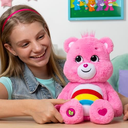 Care Bears 14" Cheer Bear Plushie - Medium Size - Pink Plushie for Ages 4+ – Perfect Stuffed Animal Holiday, Birthday Gift, Super Soft and Cuddly – Good For Girls and Boys, Employees, Collectors - Image 4