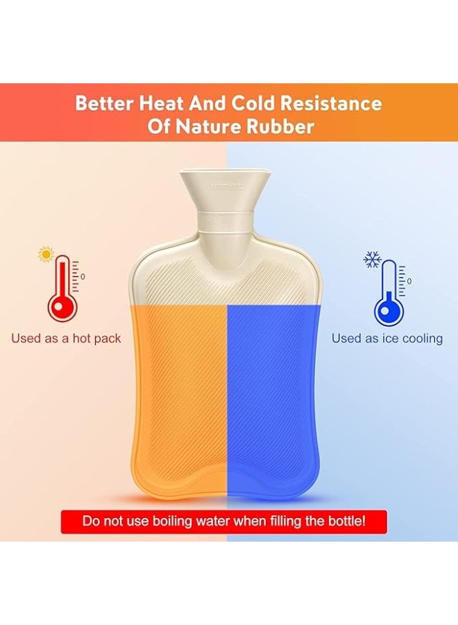 قربة مياه ساخنة من المطاط الطبيعي الفاخر مع غطاء صوف ناعم، حقيبة حرارية لتخفيف الآلام والتدفئة، وسيلة مثالية للراحة والاسترخاء للكبار والأطفال. - Image 5