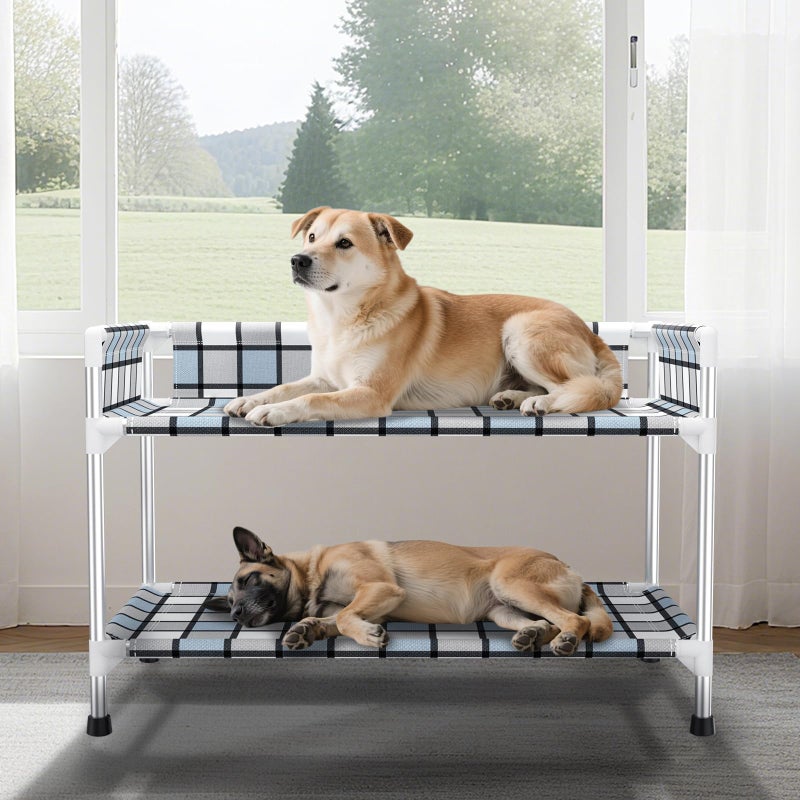 Caghash Bedside Window Dog Bunk Bed - Double Elevated Human Dog Bed with Guardrail 2 Layers Window Perch Dogs Cot 2-Tier Bedside Sleeper for Multi-Pet Households (34'' x 20'' x 25'') - Image 1