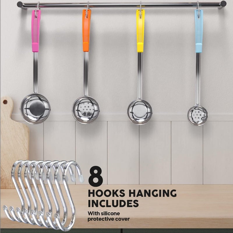 JoyServe Portion Control Serving Spoons - (8 Piece Set) Restaurant Measuring Serving Ladle Utensils for Weight Loss, Bariatric Gastric Sleeve, Includes 2, 4, 6, 8 oz Solid & Perforated Scoops, 14-1/4" Long - Image 2