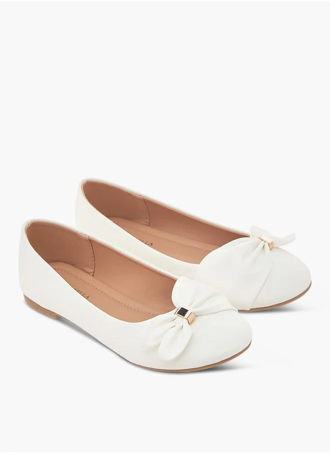 Flora Bella By Shoexpress Girls Bow Detail Ballerina With Slip On Closure