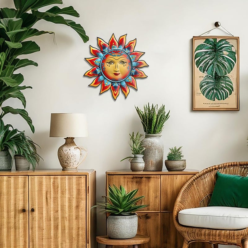 Daogtc Metal Sun Wall Decor - Sun Flower Wall Art Decoration,Hanging Decoration for Home Garden Farmhouse Yard Patio Fence Living Room Bedroom (SUN-I) - Image 5