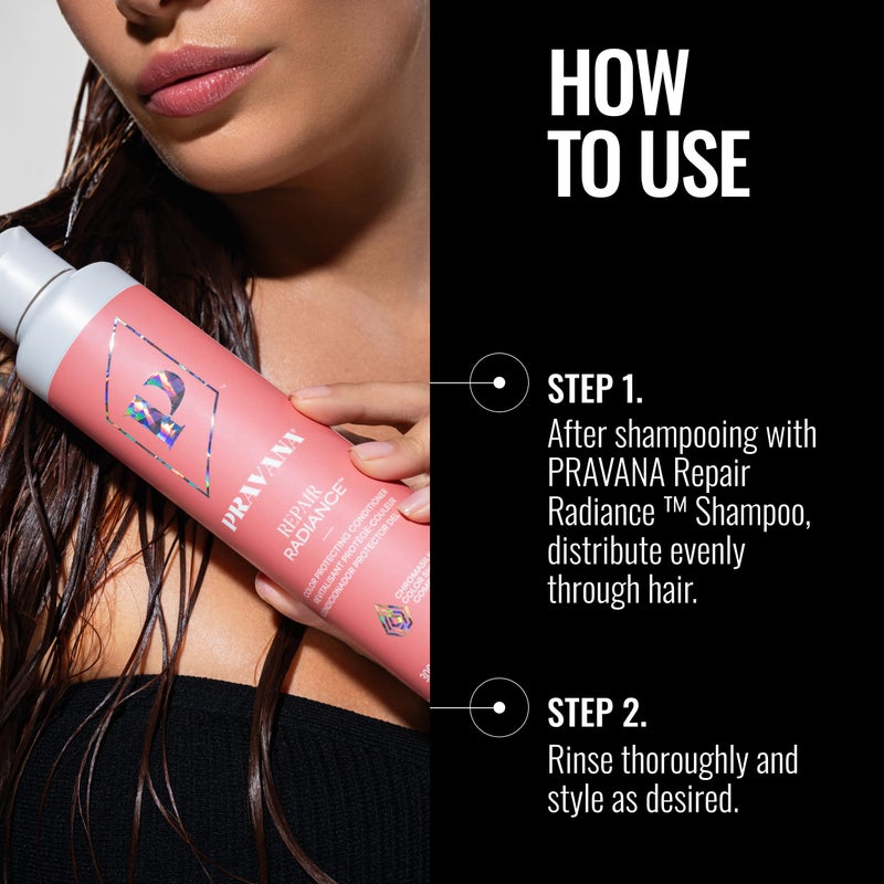 Pravana Repair Radiance Conditioner | Restores, Moisturizes, Nourishes | For Damaged, Color Treated Hair | Reduces Breakage & Split Ends | Chromasilk Enhances Shine & Protection | Vegan | 10 Fl Oz - Image 4