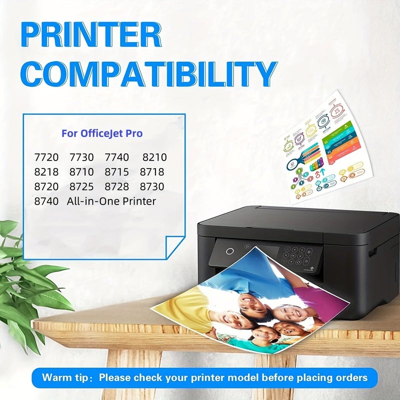 953XL مجموعة خراطيش حبر متوافقة بأربعة ألوان لطابعات Officejet Pro 7720 و7730 و7740 و8210 و8218 و8710 و8715 و8718 و8720 و8725 و8728 و8730 و8740 الكل في واحد. - Image 5
