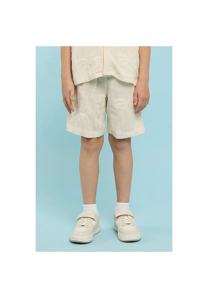 أر أند بي Embroidered Shorts with Drawstring Waist