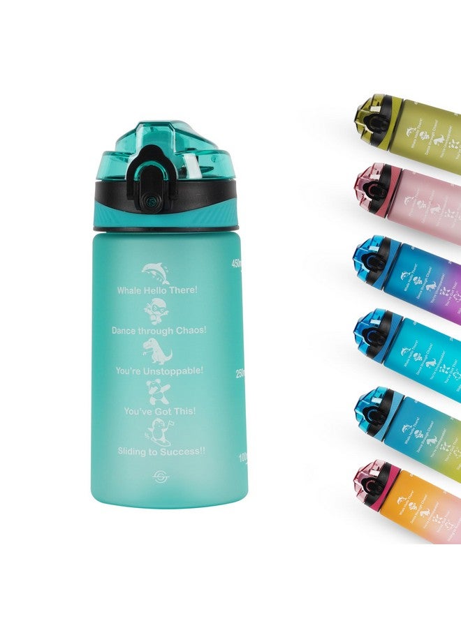 SOLARA Sipper Water Bottle for School Kids 500ml, Leakproof, Durable, BPA-Free Tritan with Motivational Time Marker, Perfect Kids Bottle for School, Home, Gifts & Outdoor, Cool Aqua (2+ Years) - Image 1