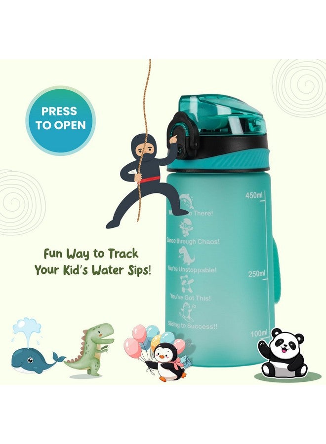 SOLARA Sipper Water Bottle for School Kids 500ml, Leakproof, Durable, BPA-Free Tritan with Motivational Time Marker, Perfect Kids Bottle for School, Home, Gifts & Outdoor, Cool Aqua (2+ Years) - Image 5