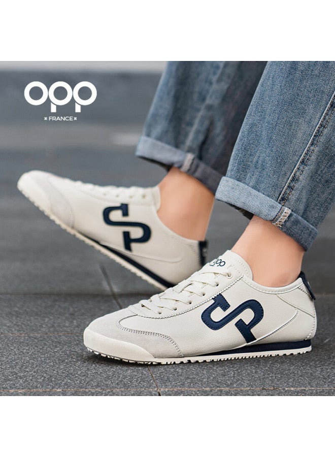 Opp Men's Lightweight Soft-soled Casual Shoes, Versatile Commuter Sneakers, Shock-absorbing Training Shoes For Men P020 Beige Blue 42 - Image 5