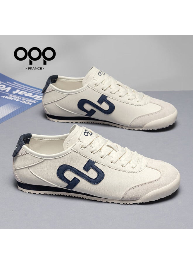 Opp Men's Lightweight Soft-soled Casual Shoes, Versatile Commuter Sneakers, Shock-absorbing Training Shoes For Men P020 Beige Blue 42 - Image 1