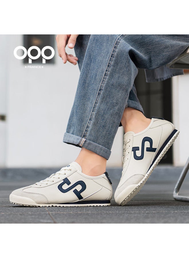 Opp Men's Lightweight Soft-soled Casual Shoes, Versatile Commuter Sneakers, Shock-absorbing Training Shoes For Men P020 Beige Blue 42 - Image 3