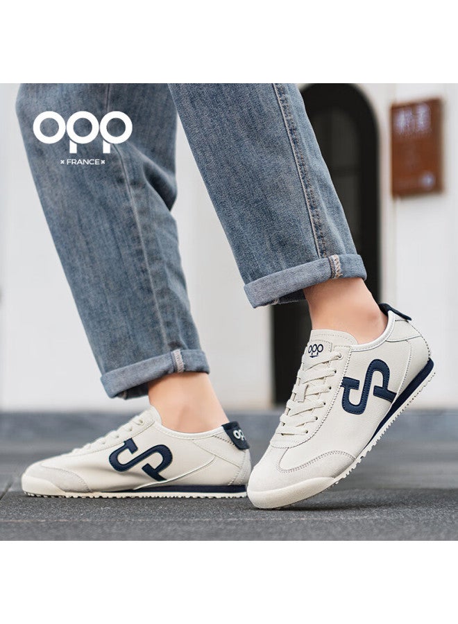 Opp Men's Lightweight Soft-soled Casual Shoes, Versatile Commuter Sneakers, Shock-absorbing Training Shoes For Men P020 Beige Blue 42 - Image 2