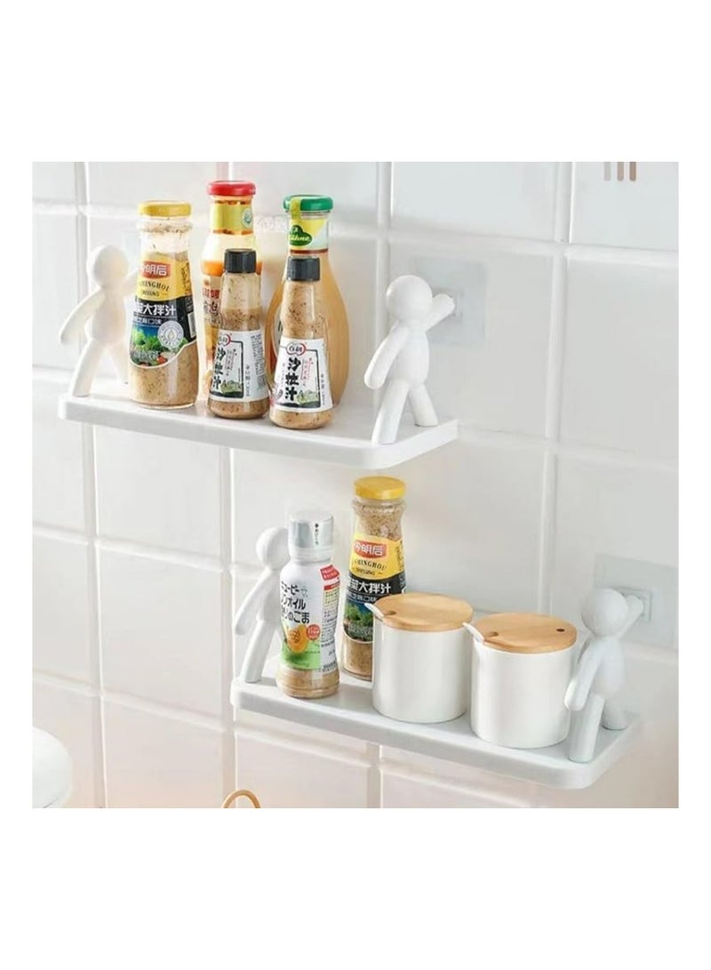 أرفف تخزين معلقة على الحائط لرف الحمام الإبداعي - أرفف تخزين مستحضرات التجميل ذاتية اللصق أرفف عائمة للحمام والمطبخ