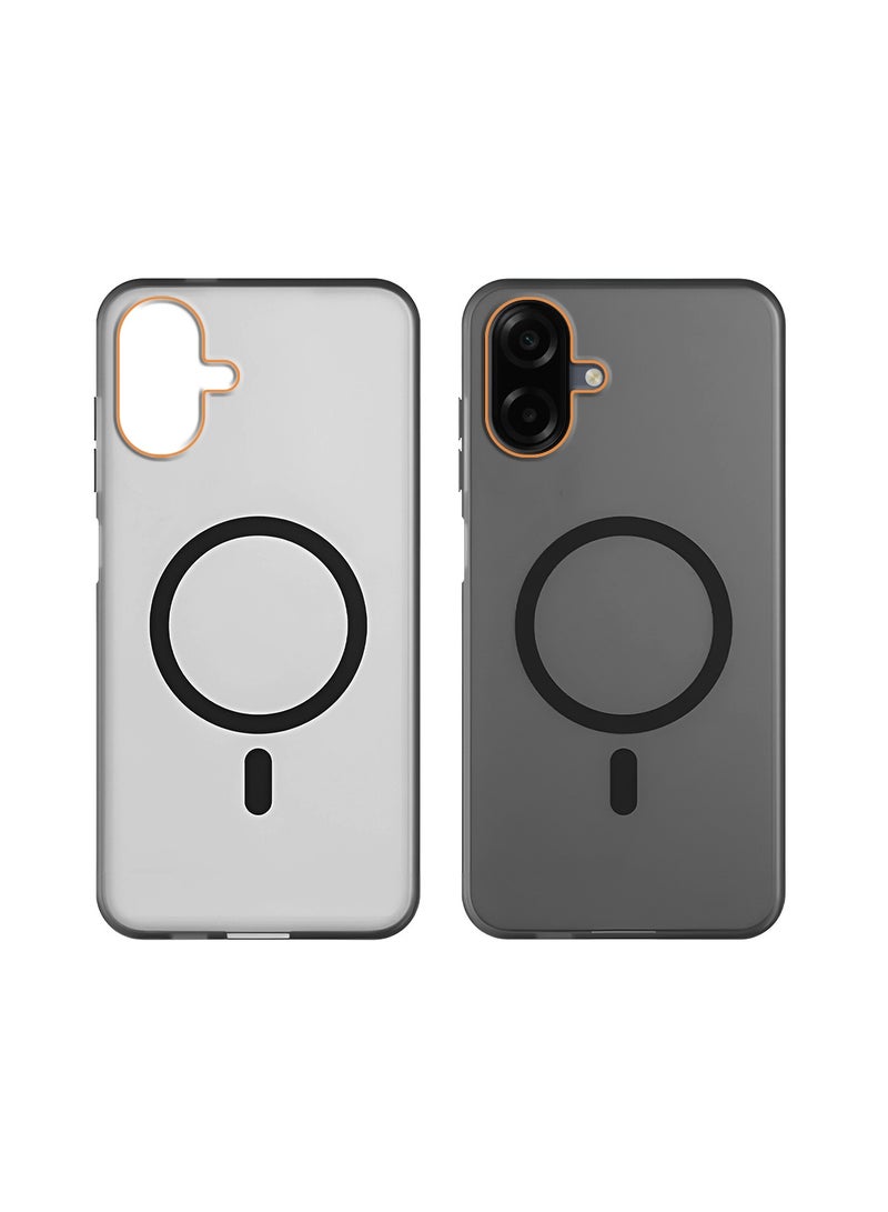 Wtech Samsung Galaxy A07 4G 2025 Hybrid Translucent Magsafe with Magnetic Charging Raised Camera Lips Elegant Look Case Cover (MCMPMN) - Black - Image 2