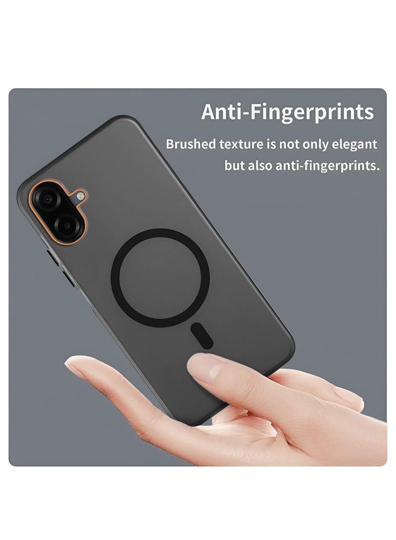 Wtech Samsung Galaxy A07 4G 2025 Hybrid Translucent Magsafe with Magnetic Charging Raised Camera Lips Elegant Look Case Cover (MCMPMN) - Black - Image 4