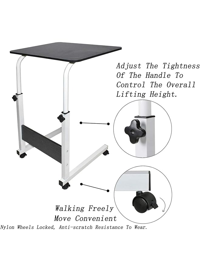 erorex Sofa Side Table With Wheels Height Adjustable Small Home Office Desk For Small Spaces Overbed Bedside Table School Student Study Writing Desk Laptop Desk Tv Table For Living Room Bedrooms Black - Image 4