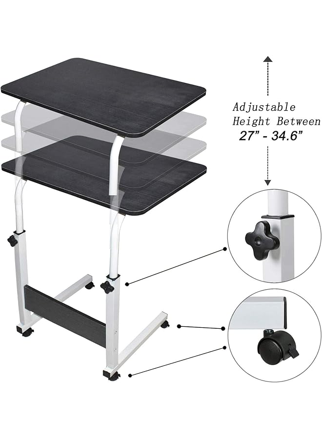 erorex Sofa Side Table With Wheels Height Adjustable Small Home Office Desk For Small Spaces Overbed Bedside Table School Student Study Writing Desk Laptop Desk Tv Table For Living Room Bedrooms Black - Image 5